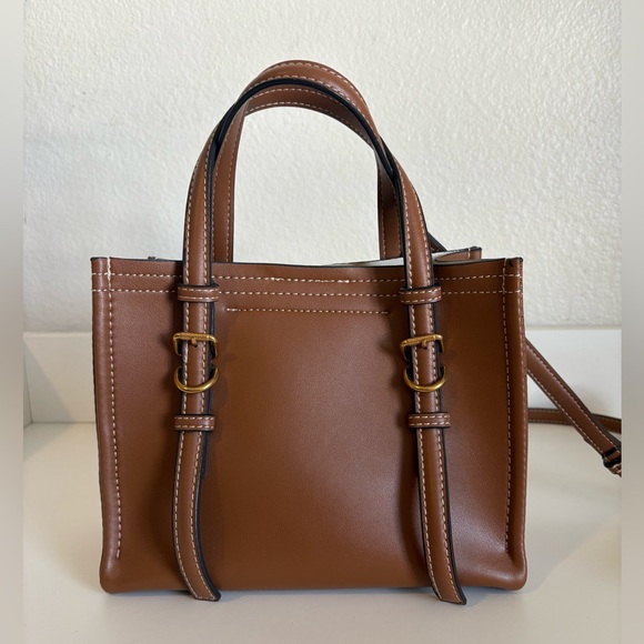 Zara Mini Shopper Tote in Dark Tan - Picture 2 of 10